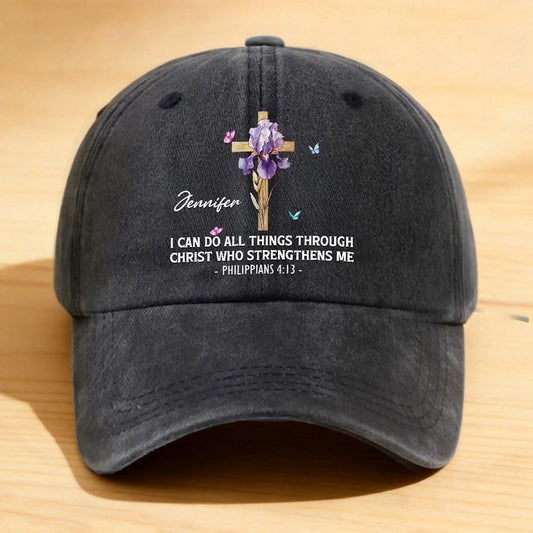 Personalized Christian Baseball Cap for Women - Philippians 4:13 Inspirational Gift Hat MagicInPrints