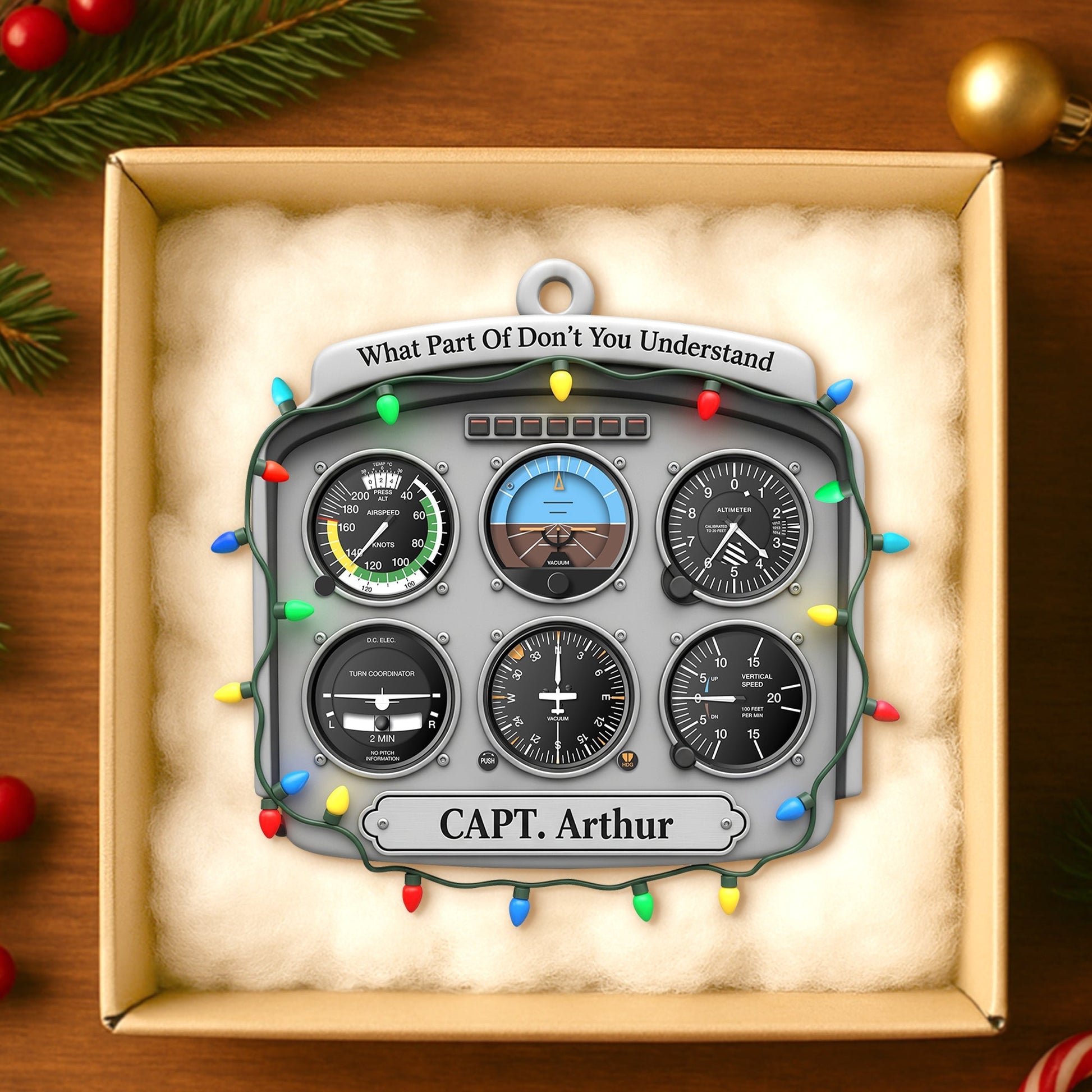 Personalized Gifts For Pilot Christmas Ornament 01hutn120925 Flight Instruments Six Pack Ornament MagicInPrints