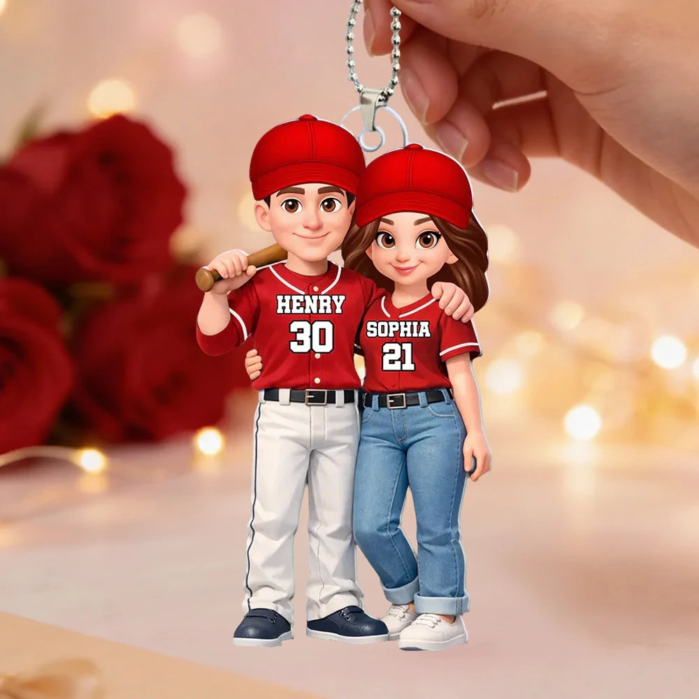 Custom Baseball Couple Car Ornament for Sports Fans - Personalized Gift Car Hanger MagicInPrints