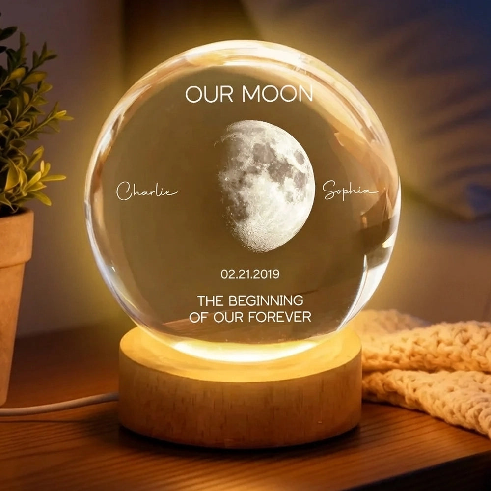 Personalized Moon Lamp for Couples with Names and Date - Romantic Anniversary Gift Lamp MagicInPrints