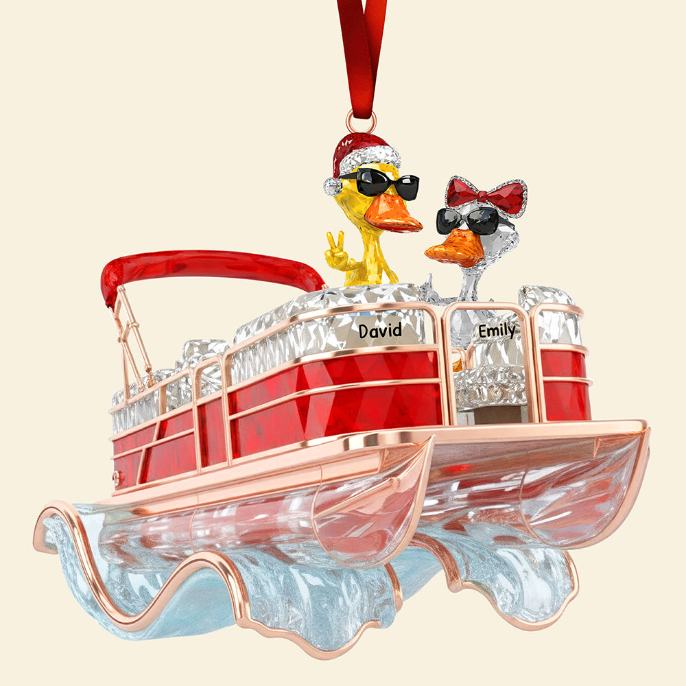 “Fun with Friends on the Water!” - Fun Duck Pontoon Trip Ornament, Personalized Gift for Pontoon Lovers Ornament MagicInPrints