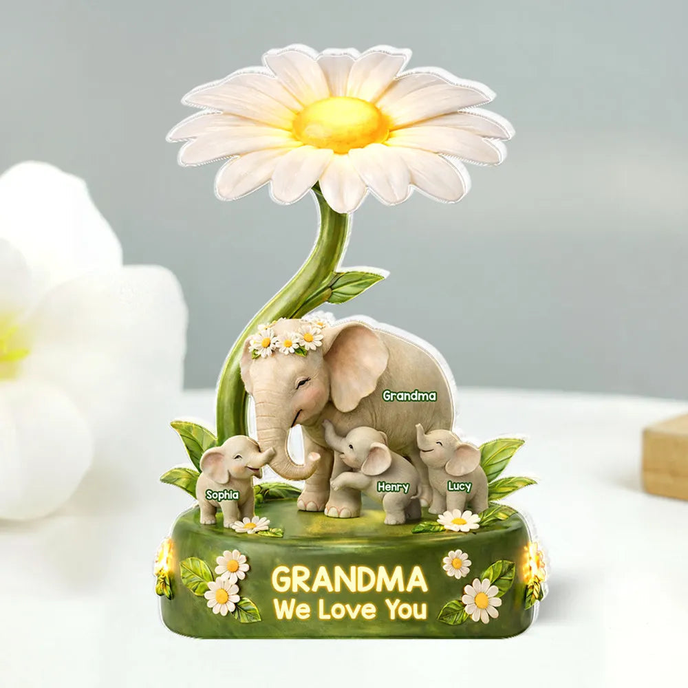Personalized Elephant Family Figurine for Grandma - Sentimental Gift for Mother's Day Plaque MagicInPrints