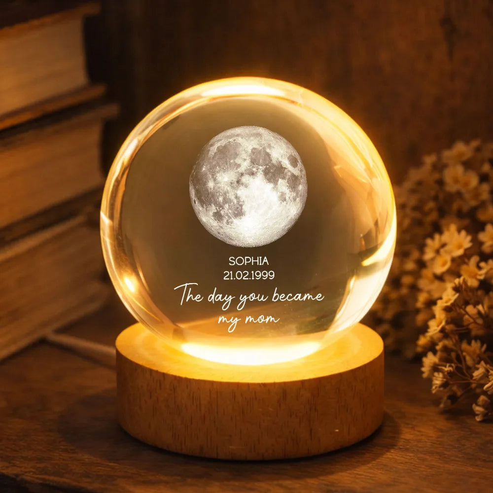 Personalized Moon Lamp for Mom - Custom Date and Message Gift Lamp MagicInPrints