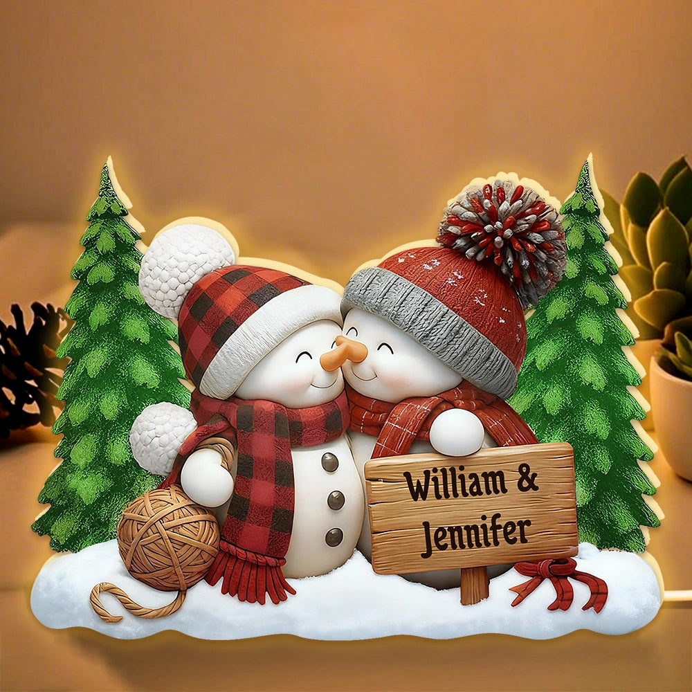 Personalized Snowman Couple Ornament for Couples - Christmas Decoration Gift Plaque MagicInPrints