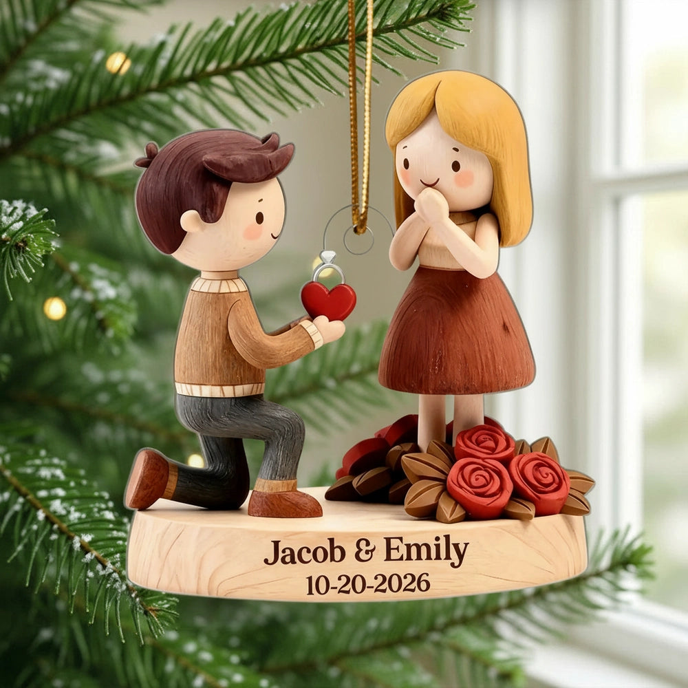 Personalized Engagement Ornament for Couples - Romantic Proposal Keepsake Ornament MagicInPrints