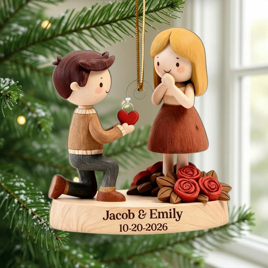 Personalized Engagement Ornament for Couples - Romantic Proposal Keepsake Ornament MagicInPrints