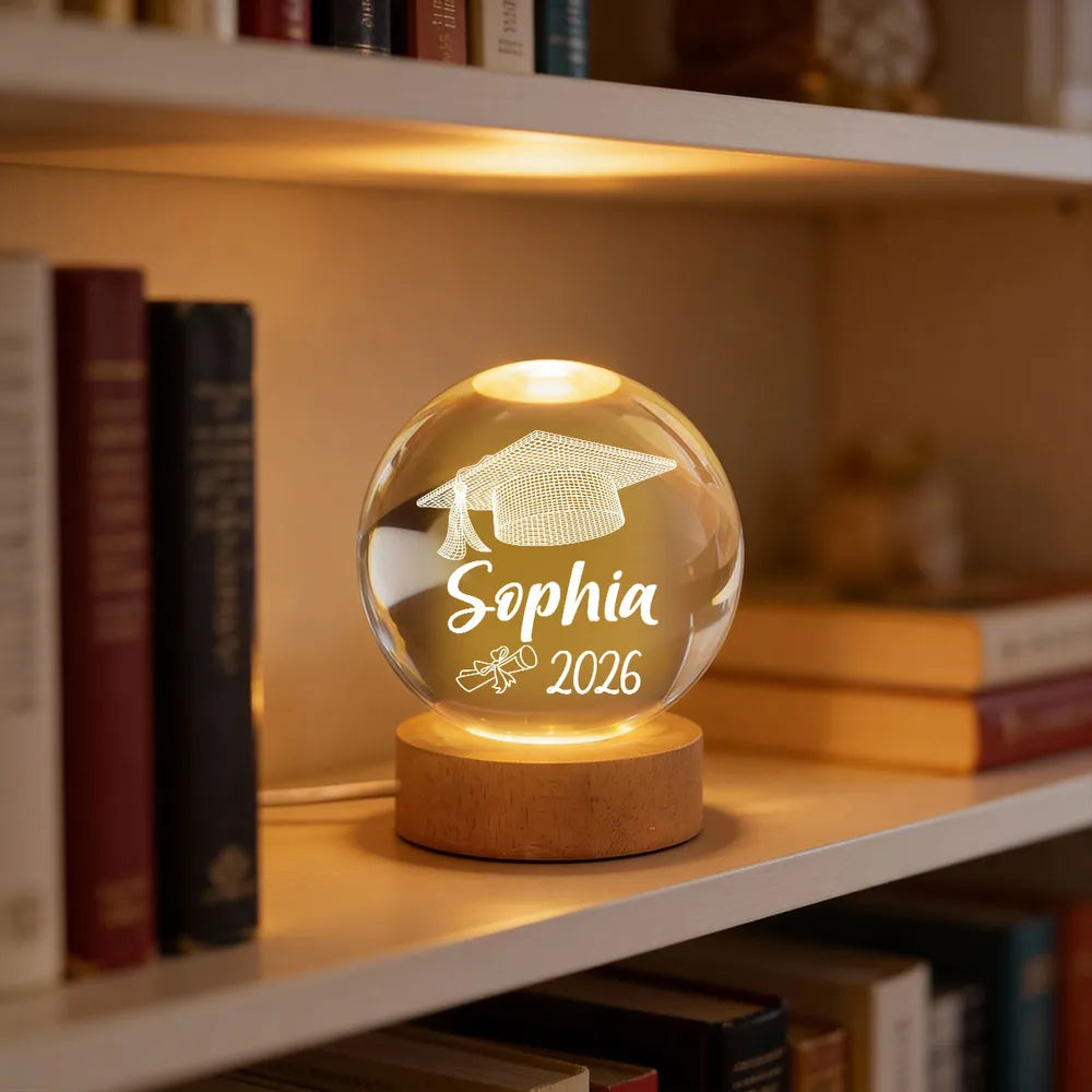 Personalized Graduation Crystal Ball Lamp for Graduates - Class of 2026 Gift Lamp MagicInPrints