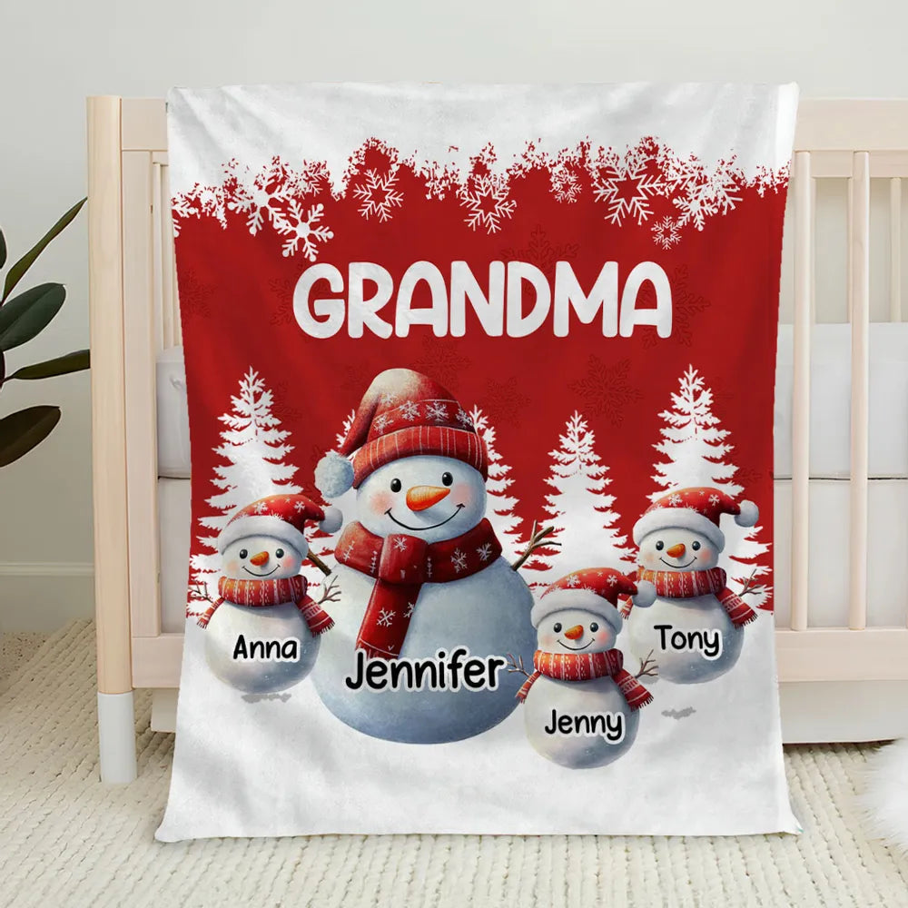 Personalized Grandma Snowman Blanket for Family - Christmas Gift Blanket MagicInPrints