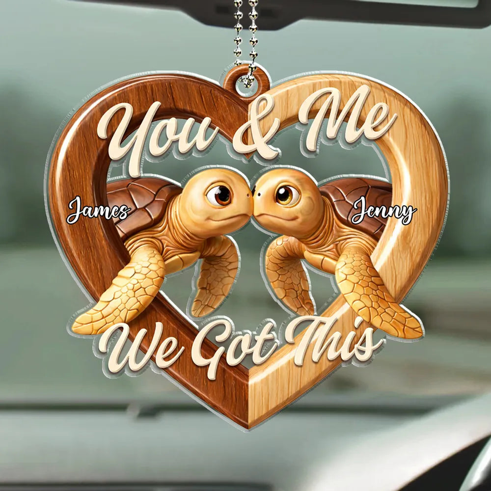 Personalized Turtle Couple Car Ornament for Partners - Romantic Gift Car Hanger MagicInPrints