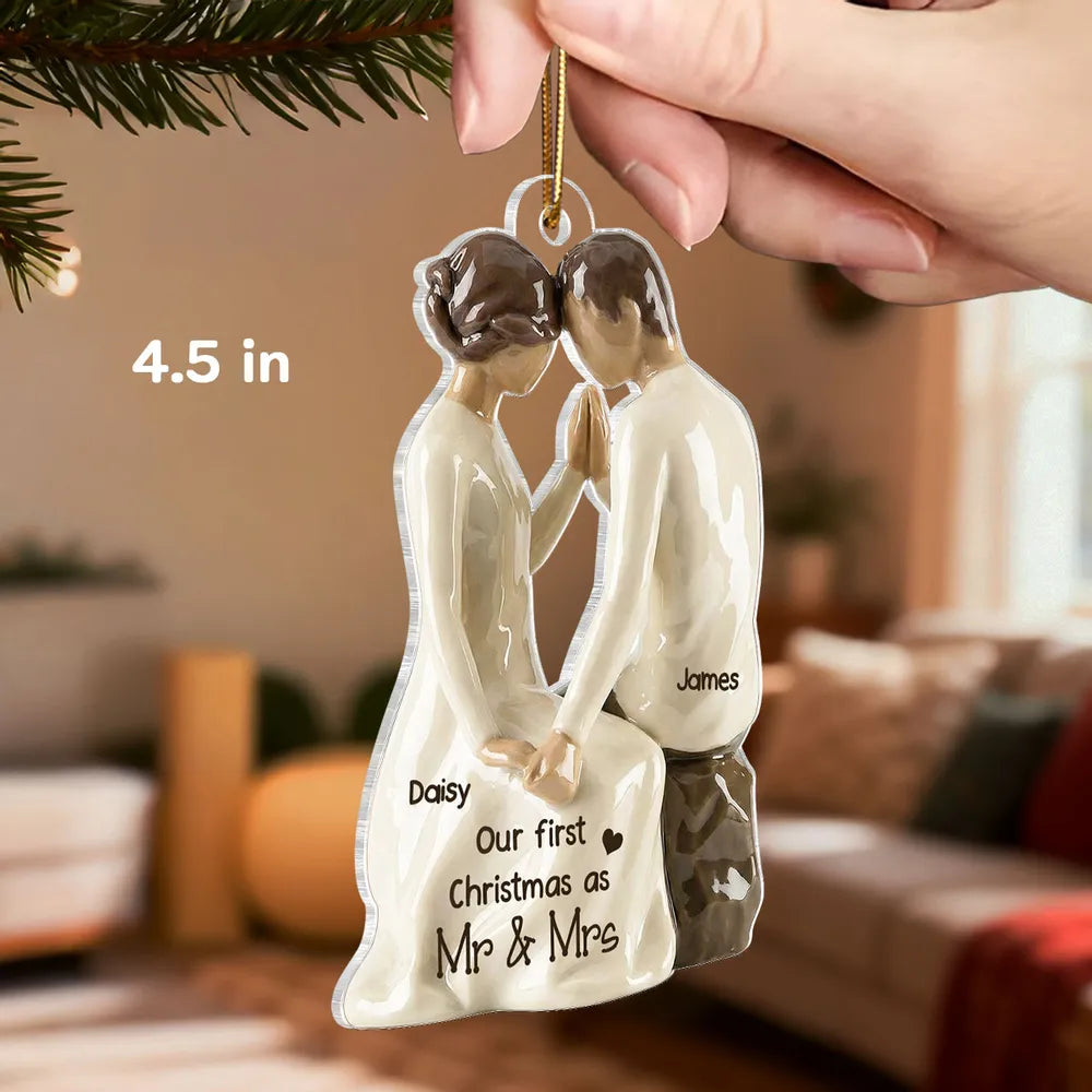 Personalized Couple Christmas Ornament for Newlyweds - First Christmas as Mr & Mrs Ornament MagicInPrints