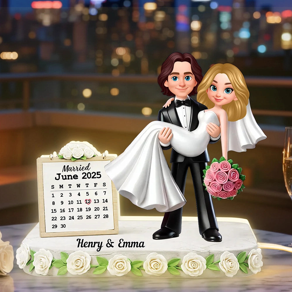 Custom Wedding Cake Topper for Couples - Personalized Figurine with Date Plaque MagicInPrints