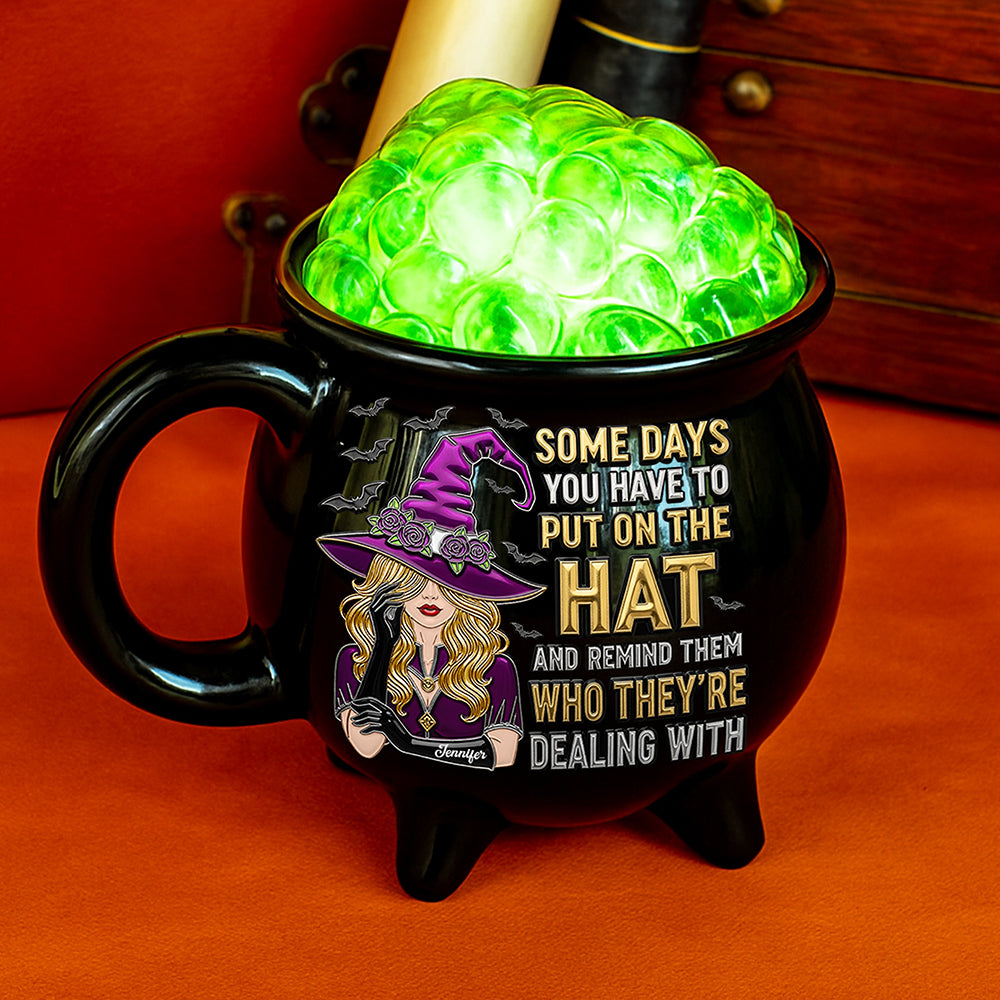 Some Days You Have to Put on the Hat – Sassy Witch Cauldron Mug, Personalized Halloween Gift for Witch Lovers Cauldron Mug MagicInPrints