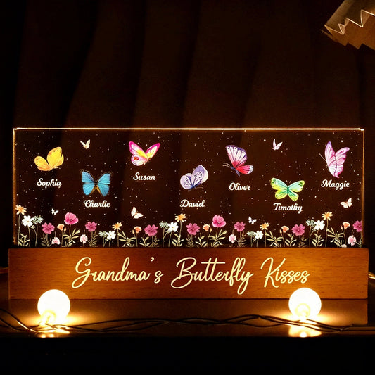 Personalized LED Night Light for Grandma with Butterfly Design - Sentimental Gift Plaque MagicInPrints
