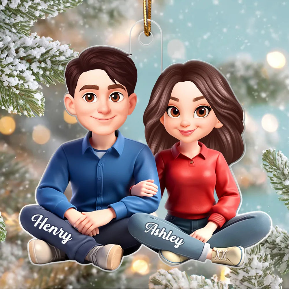 Custom Cartoon Couple Ornament for Couples with Names - Christmas Decoration Ornament MagicInPrints