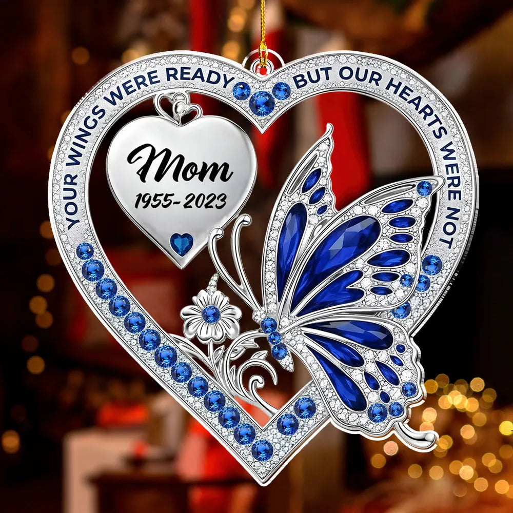 Personalized Memorial Ornament for Mom - Heart and Butterfly Design Ornament MagicInPrints