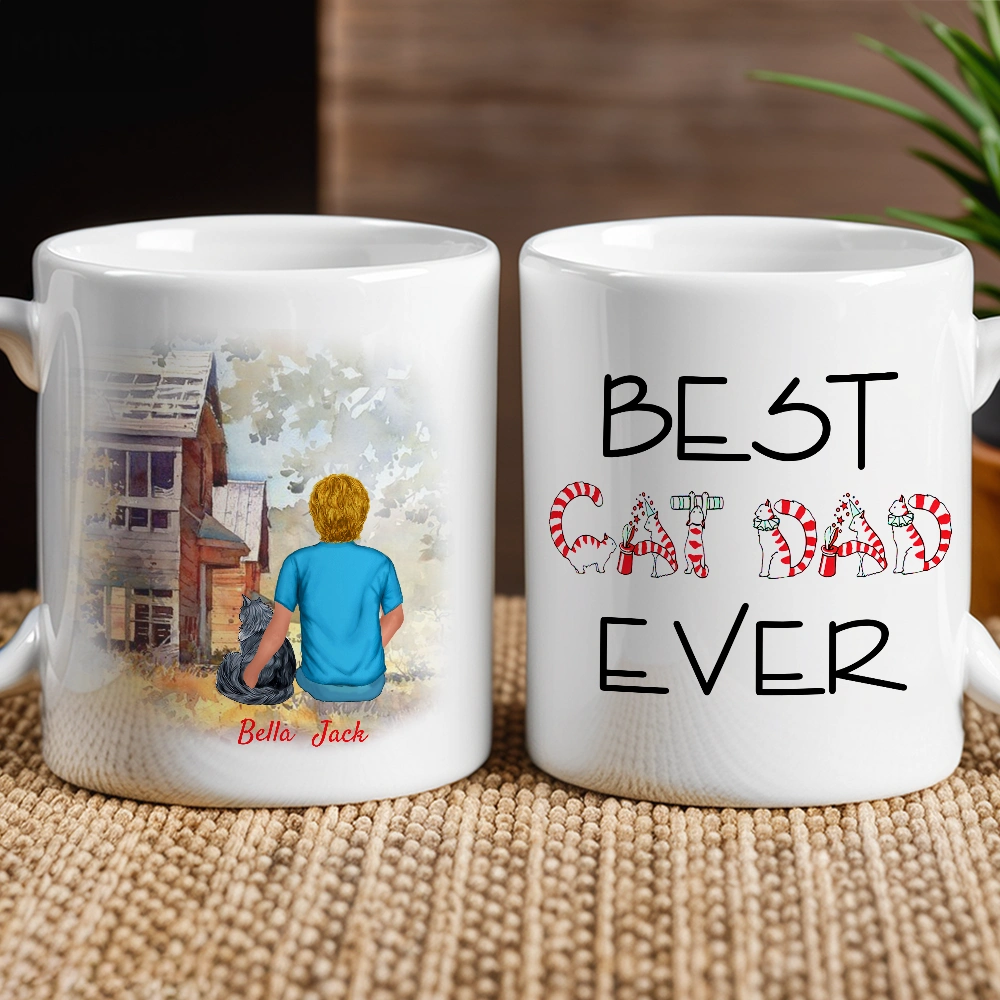 Personalized Cat Dad Mug for Men with Custom Names - Perfect Gift for Father's Day Cup MagicInPrints