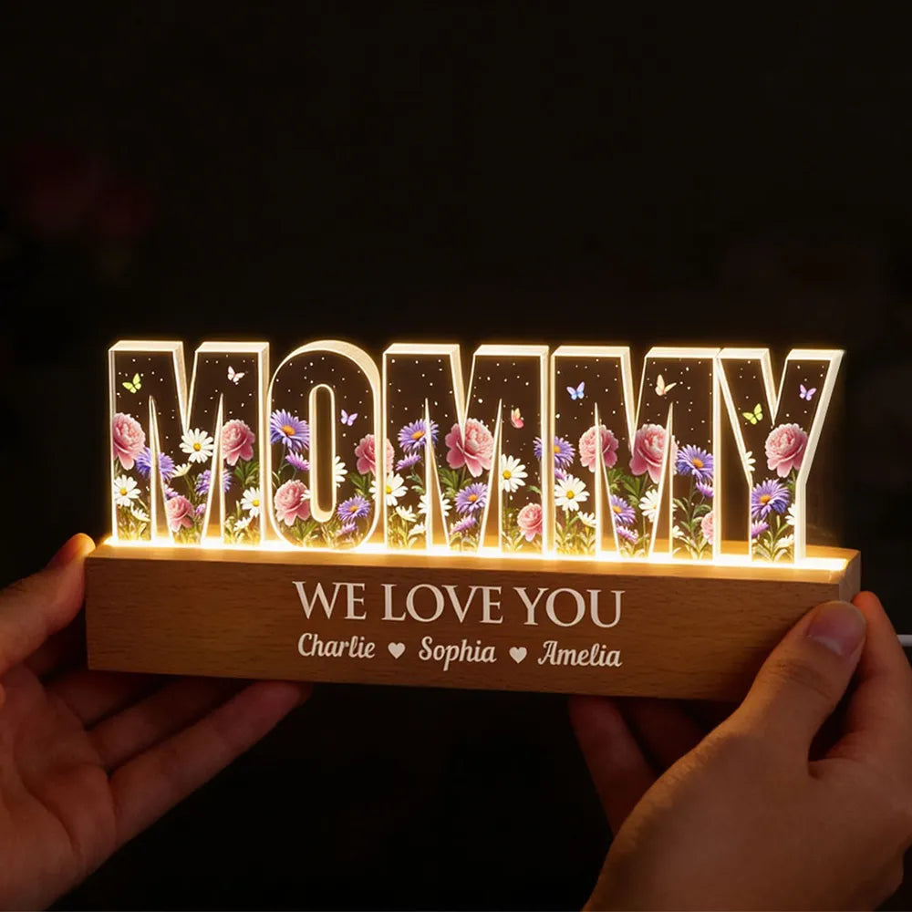 Personalized LED Floral Grandma Sign for Family - Sentimental Gift Plaque MagicInPrints