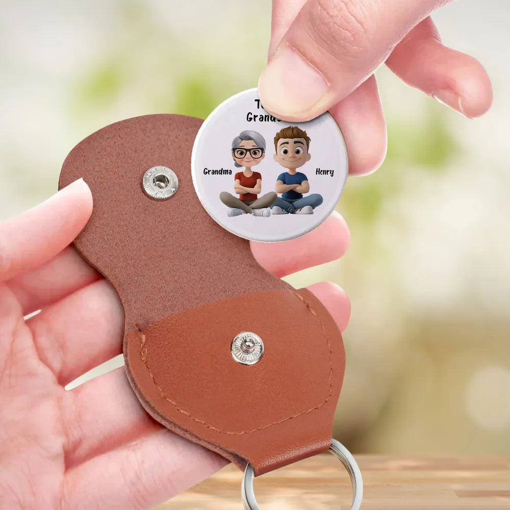 Personalized Leather Keychain for Grandson - Heartfelt Gift from Grandma Keychain MagicInPrints