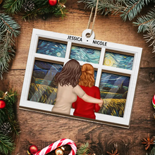 Load image into Gallery viewer, Sisters by the Window – Personalized Suncatcher Ornament – Gift for Sisters Suncatcher Ornament MagicInPrints
