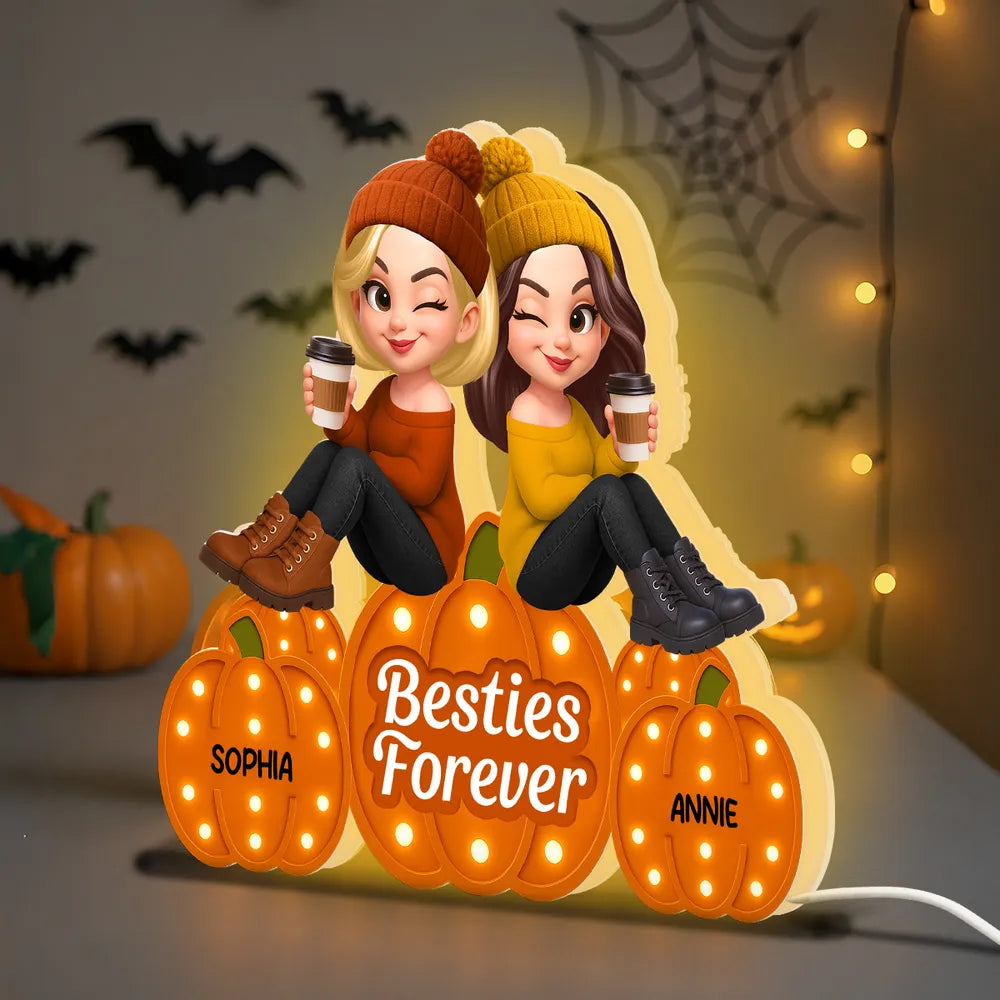 Personalized Best Friends LED Pumpkin Decor for Friends - Gift for Halloween Plaque MagicInPrints