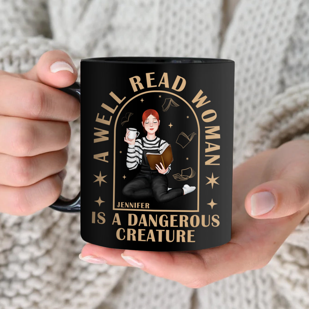 Personalized Coffee Mug for Book Lovers - A Well Read Woman is a Dangerous Creature Coffee Mug PopCulturePrints