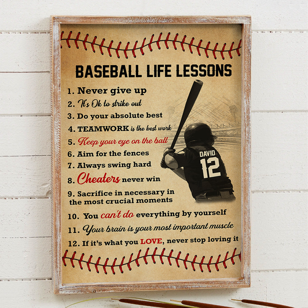 Personalized Baseball Life Lessons Canvas Print – Perfect Gift for Baseball Lovers Poster & Canvas PopCulturePrints