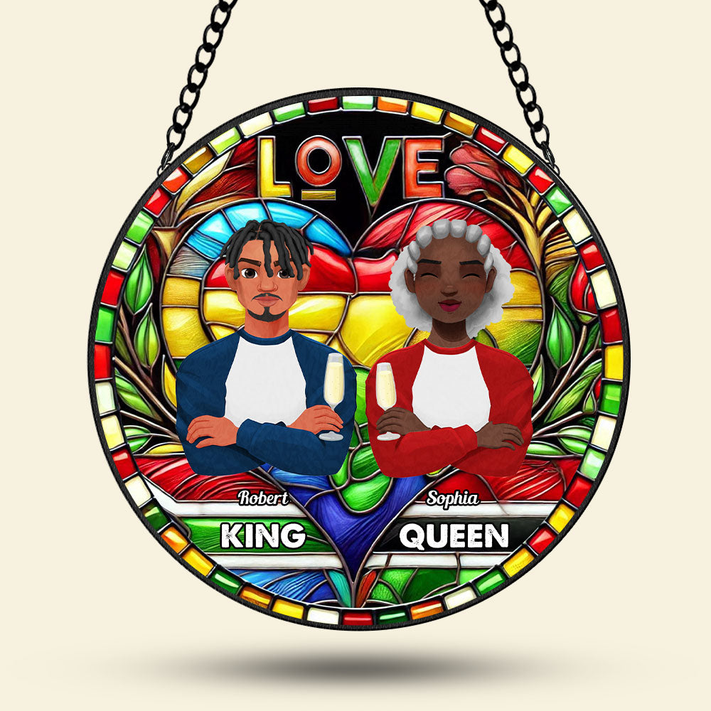 Personalized Stained Glass Art for Black Couples - Proud King & Queen Ornament PopCulturePrints