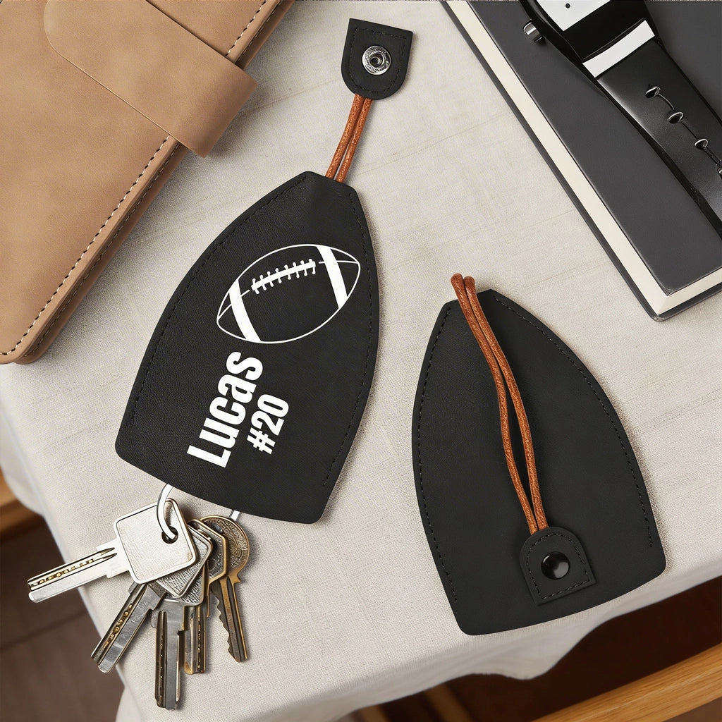 Personalized Leather Keychain for Sports Fans - Football Design Bag MagicInPrints