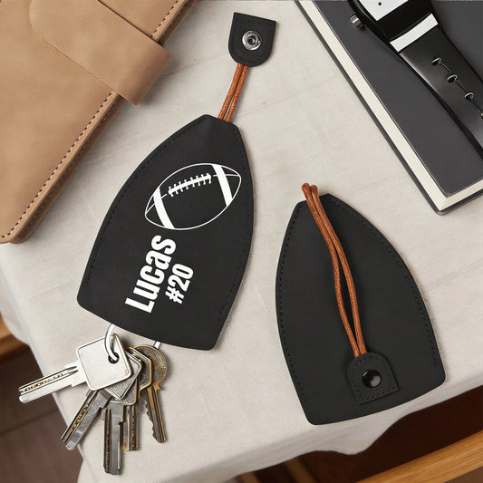 Personalized Leather Keychain for Sports Fans - Football Design Bag MagicInPrints