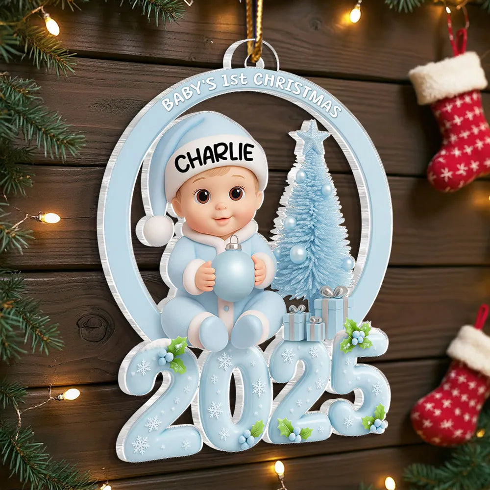 Personalized Baby's 1st Christmas Ornament 2025 - Custom Name Keepsake Ornament MagicInPrints