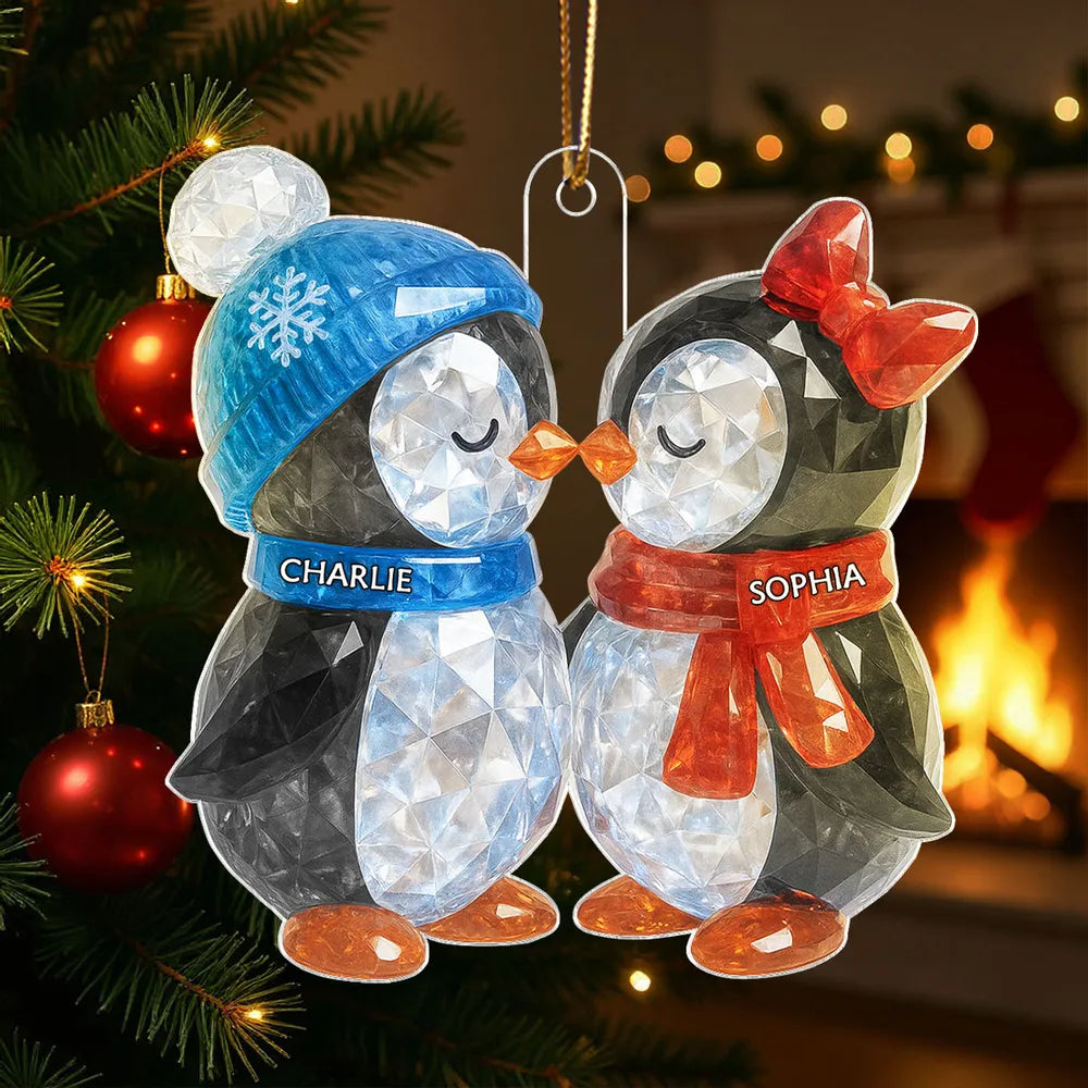 Personalized Penguin Couple Ornament for Christmas - Custom Names Winter Decoration Ornament MagicInPrints