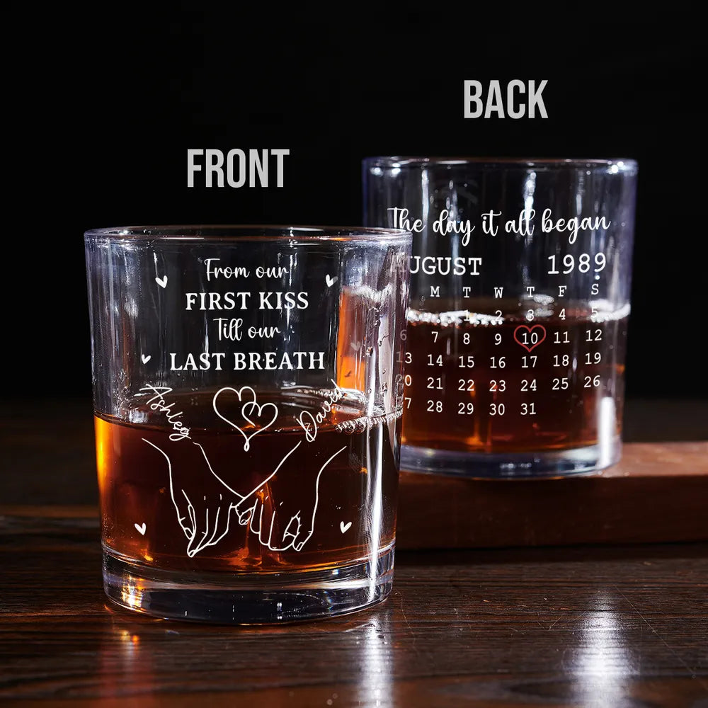 Personalized Anniversary Whiskey Glasses for Couples - Romantic Gift Cup MagicInPrints