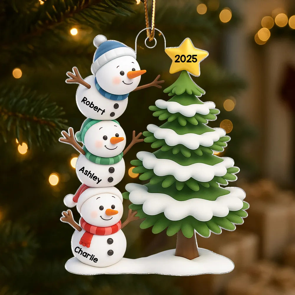 Personalized Snowman Family Christmas Ornament - Holiday Decoration 2025 Ornament MagicInPrints