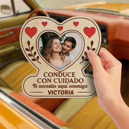 Personalized Car Sign for Couples with Heart Design - Romantic Gift Car Hanger MagicInPrints