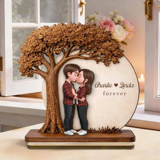 Personalized Couple Figurine with Tree - Romantic Gift for Anniversaries Plaque MagicInPrints