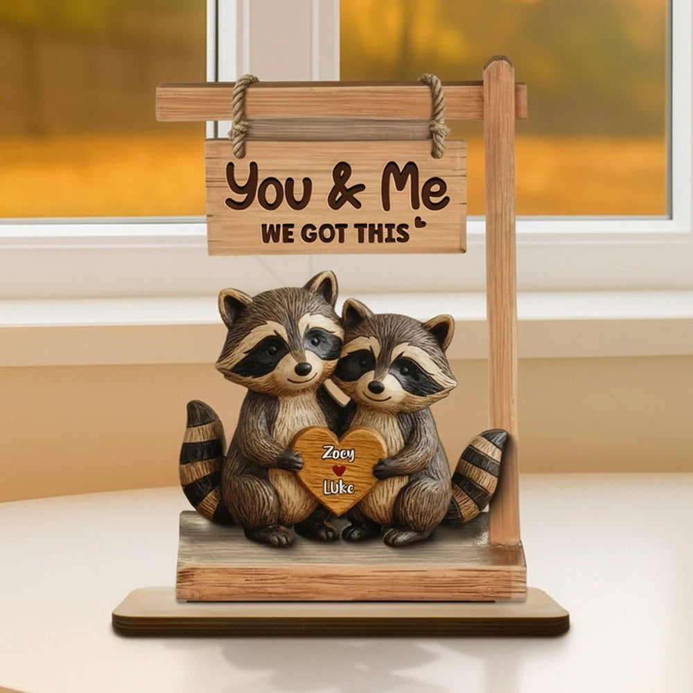 Personalized Raccoon Couple Figurine for Couples - Romantic Home Decor Gift Plaque MagicInPrints