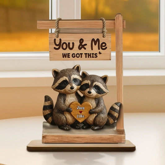 Personalized Raccoon Couple Figurine for Couples - Romantic Home Decor Gift Plaque MagicInPrints