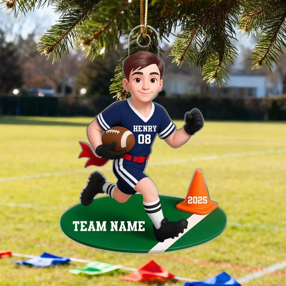 Personalized Football Player Ornament for Kids - Christmas Tree Decoration Ornament MagicInPrints