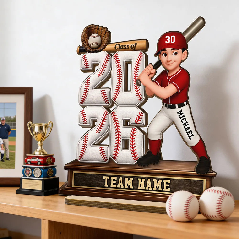 Personalized Baseball Graduation Gift for Class of 2026 - Custom Team Name Display Plaque MagicInPrints