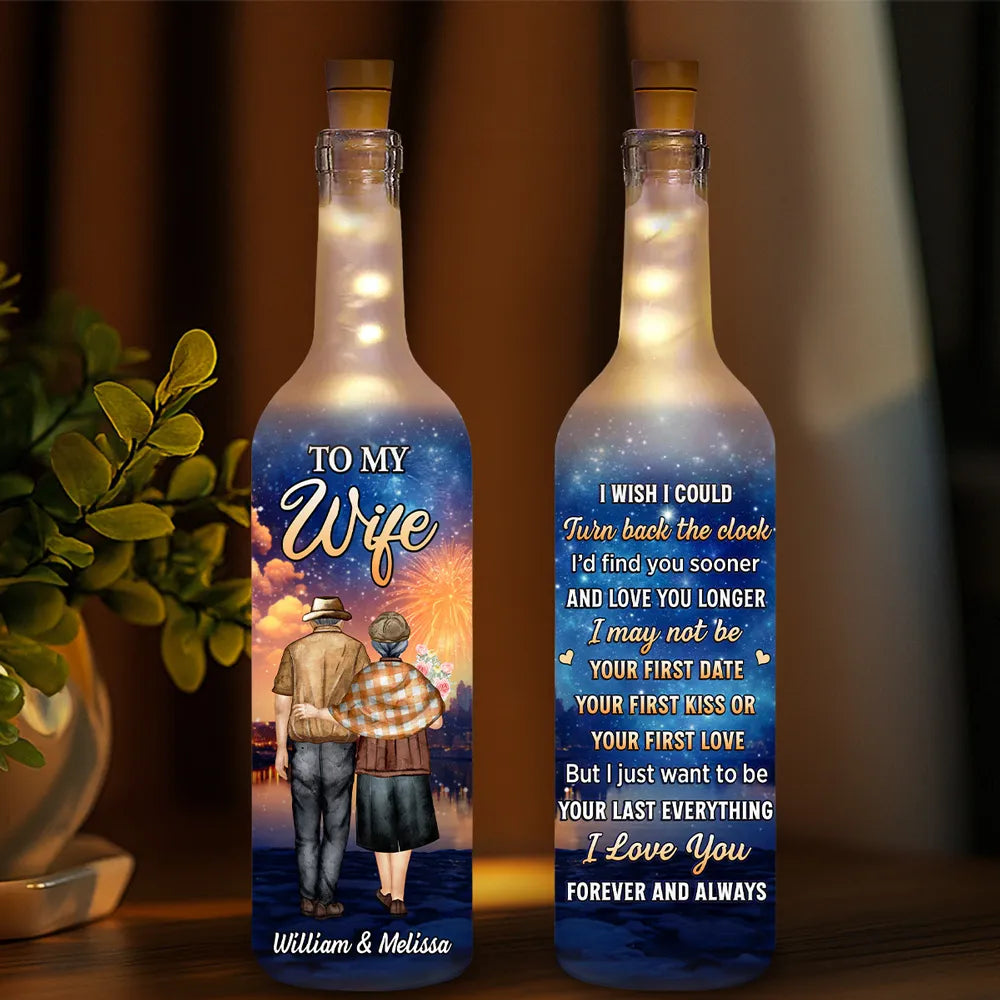 Personalized LED Wine Bottle Lamp for Wife - Romantic Anniversary Gift Lamp MagicInPrints