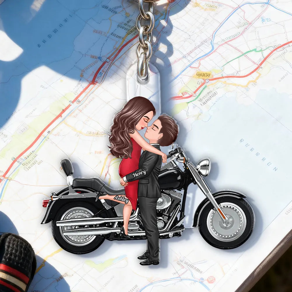 Personalized Couple Keychain for Bikers - Romantic Gift Keychain MagicInPrints