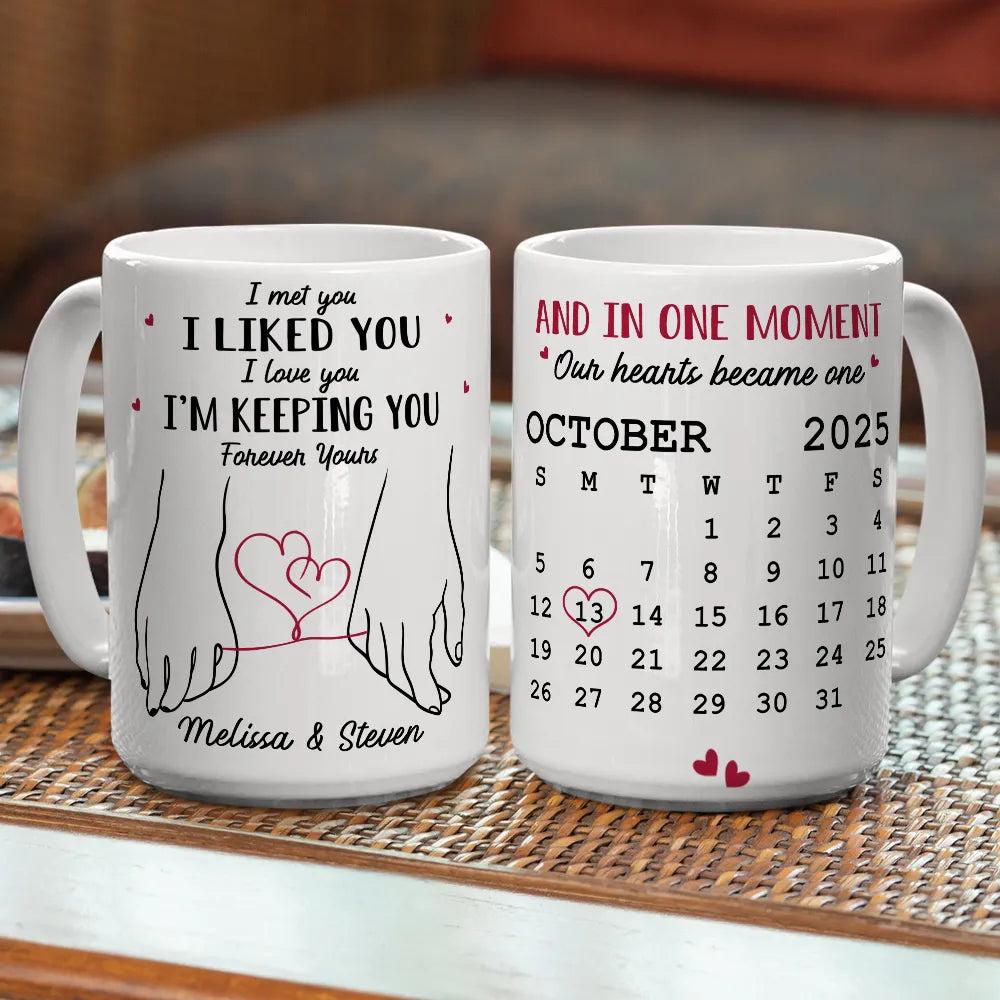 Personalized Couples Mug Set with Calendar and Love Quotes - Anniversary Gift Cup MagicInPrints