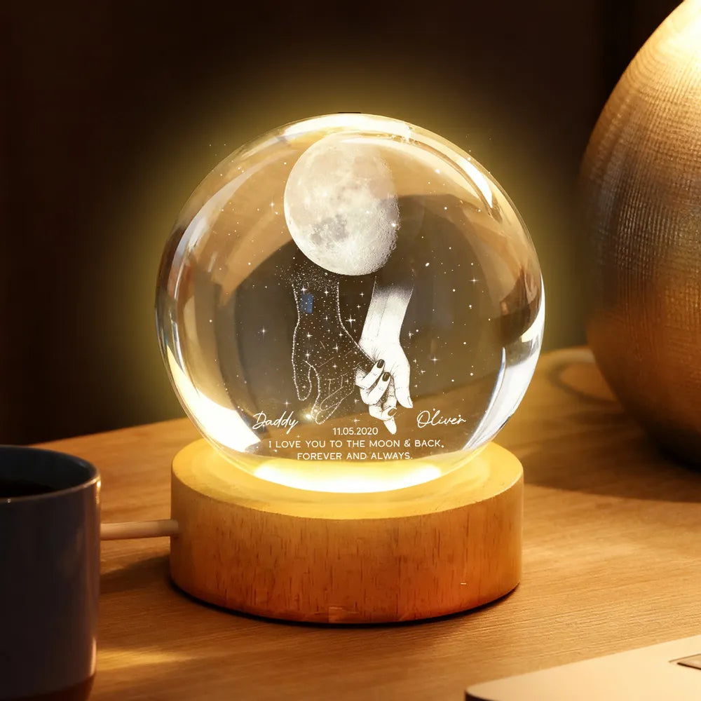 Personalized LED Moon Lamp for Dad and Child - Sentimental Gift Lamp MagicInPrints