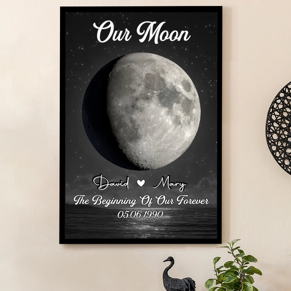 Personalized Moon Phase Canvas Art for Couples - Anniversary Gift Poster or Canvas MagicInPrints