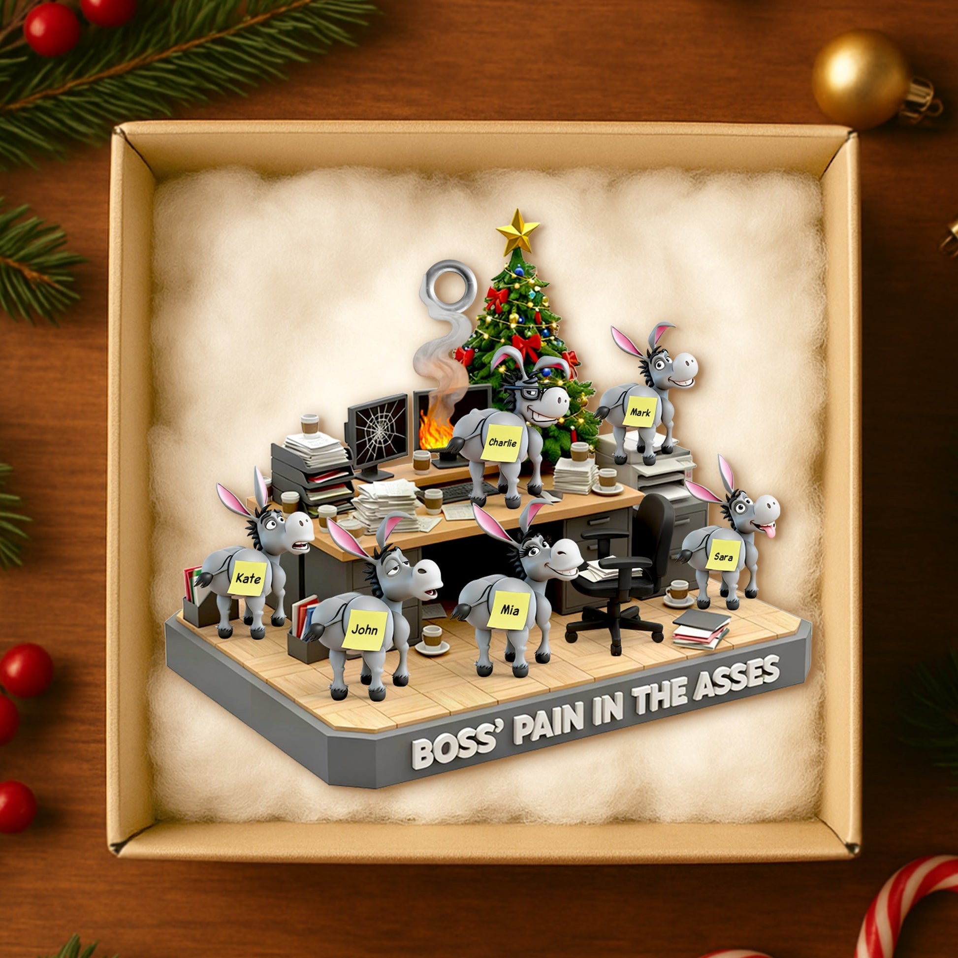 “For the Boss Who Can Take a Joke!” - Personalized Boss’s Donkey Squad Christmas Ornament - A Unique Gift for Coworkers Ornament MagicInPrints
