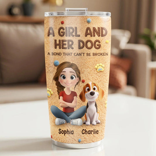 Personalized Tumbler for Dog Lovers - A Girl and Her Dog Design Cup MagicInPrints