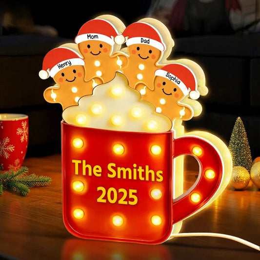 Personalized Family Christmas Light-Up Mug Sign - Festive Holiday Decor Plaque MagicInPrints