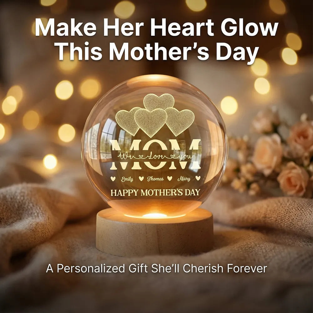Personalized LED Night Light for Mom - Heart Design - Mother's Day Gift Lamp MagicInPrints
