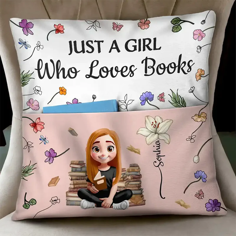 Personalized Reading Pillow for Book Lovers with Pocket - Cozy Home Decor Pillow MagicInPrints