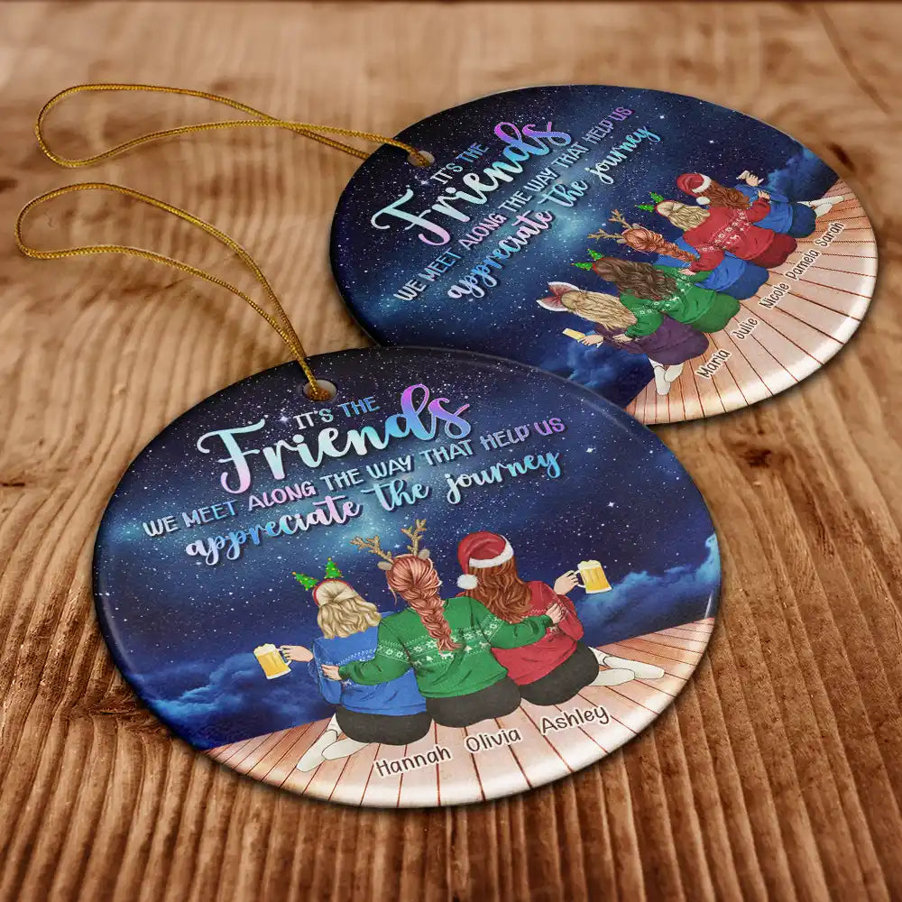 Celebrate Friendship Through Every Adventure – Personalized Ceramic Ornament – Gift for Friends Ceramic Ornament MagicInPrints